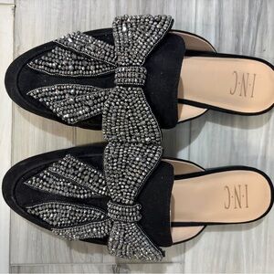 INC International Concepts Women's Black Embellished Mules